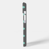 Charcoal Gray und Aqua Polka Dots Case-Mate iPhone Hülle (Rückseite / Links)