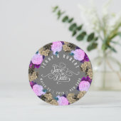 Charcoal Gray, Vintage Floral Save The Date (Stehend Vorderseite)