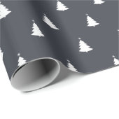 Charcoal Gray White Christmas Tree Holiday Geschenkpapier (Rolleneckpunkt)