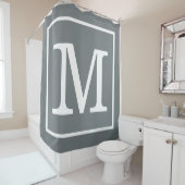 Charcoal Gray White Gerahmt XL Initial Monogram Duschvorhang (Beispiel)