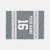Charcoal Gray White Sports Jersey Fleecedecke (Vorderseite (Horizontal))