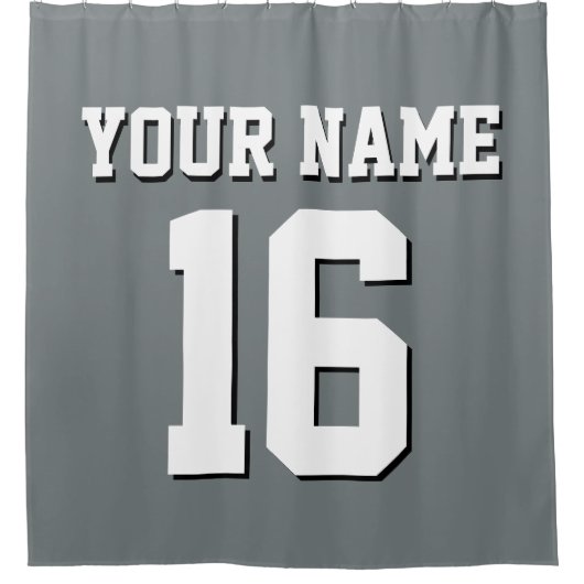 Charcoal Gray White Sports Jersey Team Jersey Duschvorhang (Vorderseite)