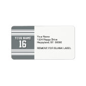 Charcoal Gray White Team Jersey Benutzername Adressaufkleber (Vorne)