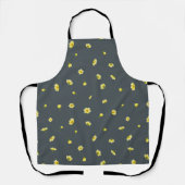 Charcoal Gray Winter Cosmos Floral Pattern Schürze (Vorderseite)