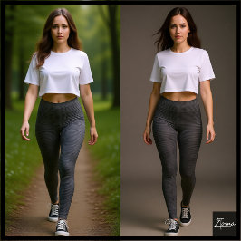 Charcoal Gray Woven Glitch Textured Plaid Leggings