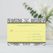 Charcoal Gray & Yellow Wedding RSVP (Stehend Vorderseite)