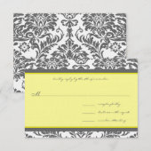 Charcoal Gray & Yellow Wedding RSVP Karte (Vorne/Hinten)