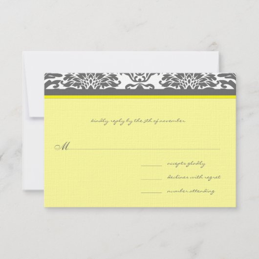 Charcoal Gray & Yellow Wedding RSVP Karte (Vorderseite)