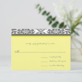 Charcoal Gray & Yellow Wedding RSVP Karte (Stehend Vorderseite)