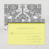 Charcoal Gray & Yellow Wedding RSVP Karte (Vorne/Hinten)