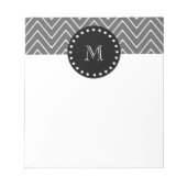 Charcoal Gray Zickzack Pattern | Schwarze Monogram Notizblock (Vorderseite)