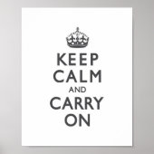 Charcoal Grey Keep Calm und Carry On Poster (Vorne)