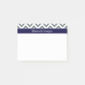 Charcoal Grey Lg Zickzack Navy Blue Name Monogram Post-it Klebezettel (Vorderseite)
