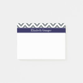Charcoal Grey Lg Zickzack Navy Blue Name Monogram Post-it Klebezettel