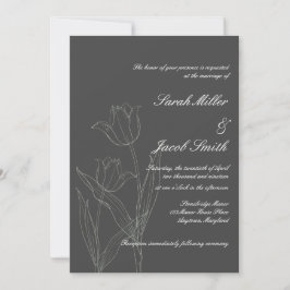 Charcoal Grey Minimalistisch Tulip Wedding Einladu Einladung