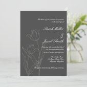 Charcoal Grey Minimalistisch Tulip Wedding Einladu Einladung (Stehend Vorderseite)