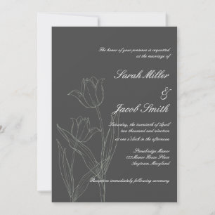 Charcoal Grey Minimalistisch Tulip Wedding Einladu Einladung