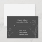 Charcoal Grey Minimalistisch Tulip Wedding RSVP Ca Karte (Vorne/Hinten)