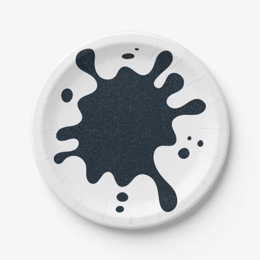Charcoal Ink Drop Party Plate – Customizable Pappteller (Vorderseite)