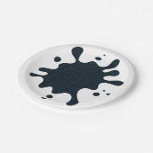 Charcoal Ink Drop Party Plate – Customizable Pappteller (Schrägansicht)