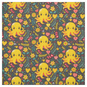 Charcoal Kawaii Octopus Floral Sea Garden Stoff (Muster)