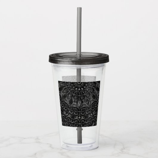 Charcoal Mandala Acrylic Tumbler Acryltrinkbecher (Vorderseite)
