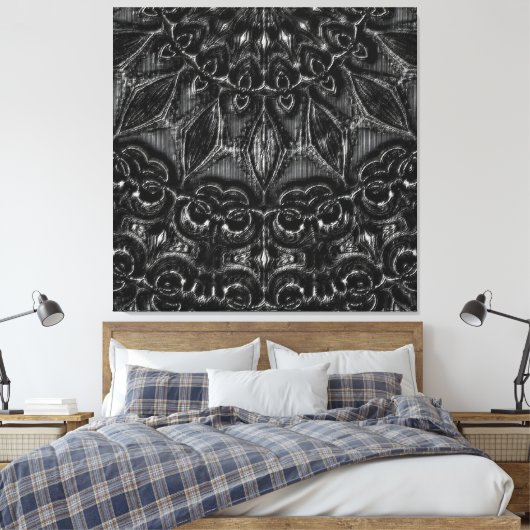 Charcoal Mandala Canvas Print Leinwanddruck (Insitu (Schlafzimmer))