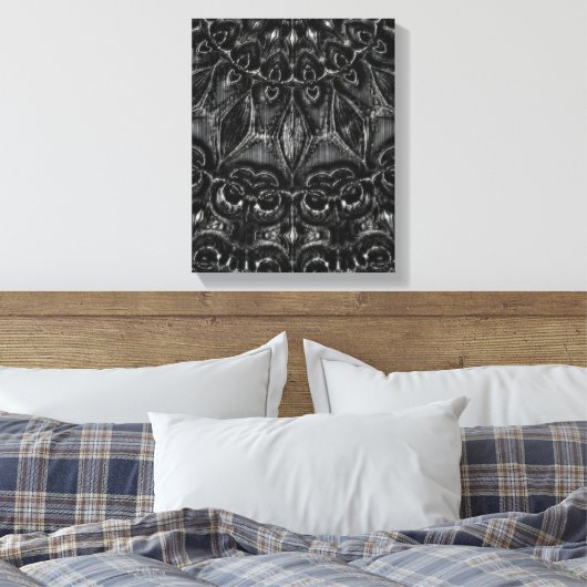 Charcoal Mandala Canvas Print Leinwanddruck (Insitu (Schlafzimmer))