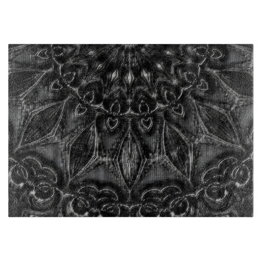 Charcoal Mandala Cutting Board Schneidebrett (Vorderseite)
