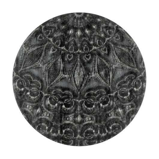 Charcoal Mandala Cutting Board Schneidebrett (Vorderseite)