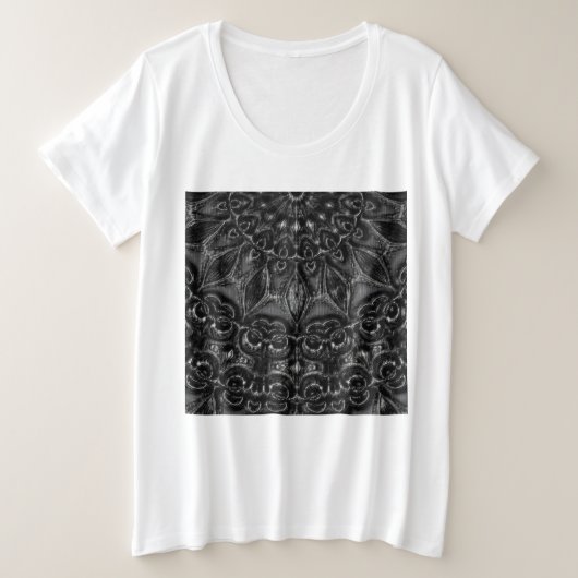 Charcoal Mandala Große Größe T-Shirt (Design vorne)