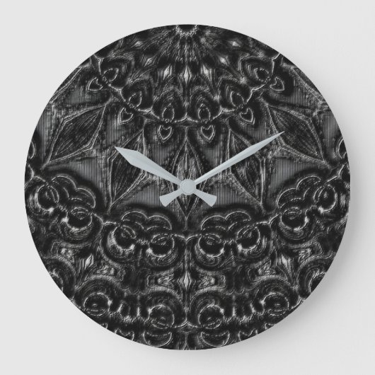 Charcoal Mandala Große Wanduhr (Vorderseite)