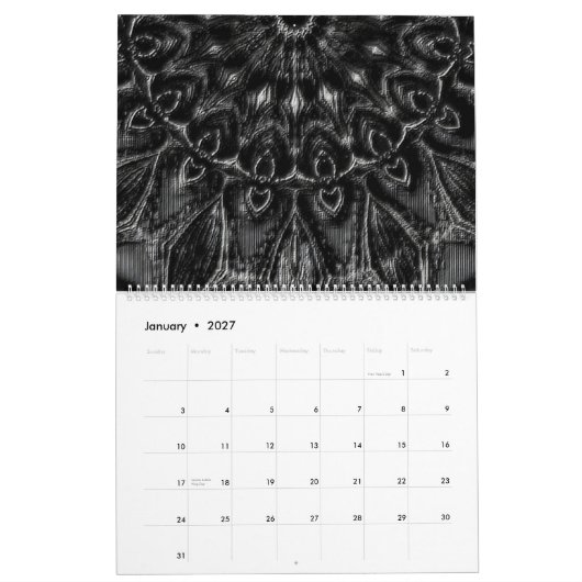 Charcoal Mandala Kalender (Jan 2027)