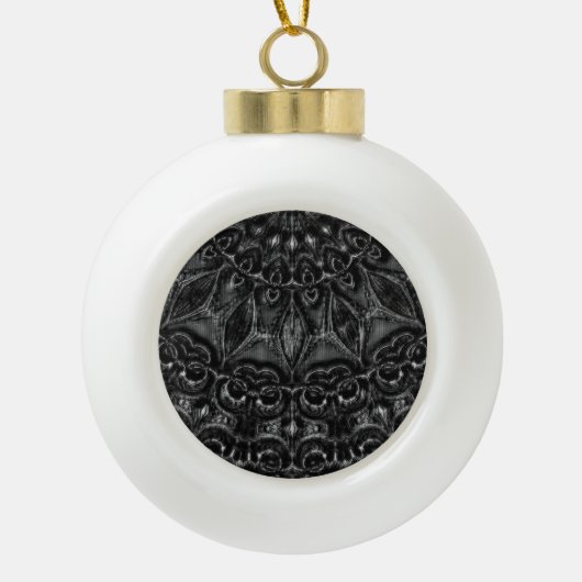 Charcoal Mandala Keramik Kugel-Ornament (Vorderseite)