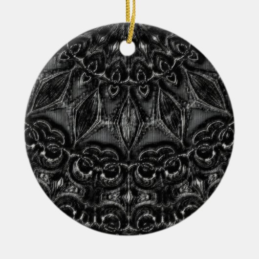 Charcoal Mandala Keramik Ornament (Vorne)