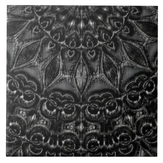 Charcoal Mandala Keramik Tile Fliese (Vorderseite)