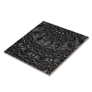 Charcoal Mandala Keramik Tile Fliese