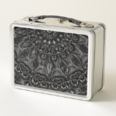 Charcoal Mandala Metal Lunch Box (Rückseite)