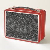 Charcoal Mandala Metal Lunch Box (Rückseite)