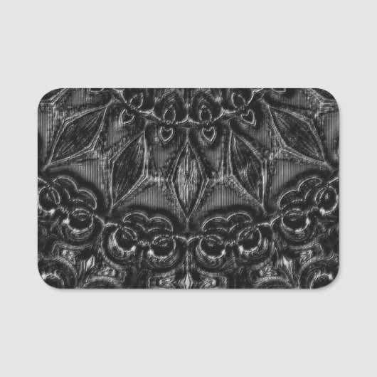 Charcoal Mandala Name Tag Namensschild (Vorderseite)