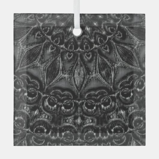 Charcoal Mandala Ornament Aus Glas (Vorderseite)