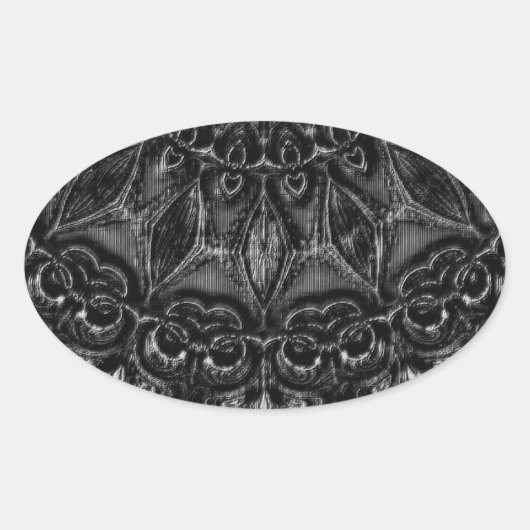 Charcoal Mandala Ovaler Aufkleber (Vorderseite)