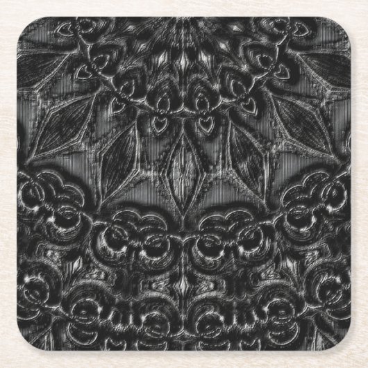 Charcoal Mandala Rechteckiger Pappuntersetzer (Vorderseite)