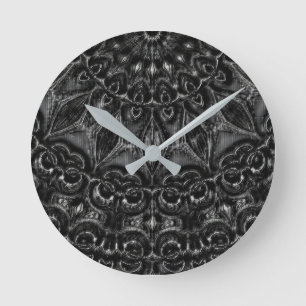 Charcoal Mandala Runde Wanduhr