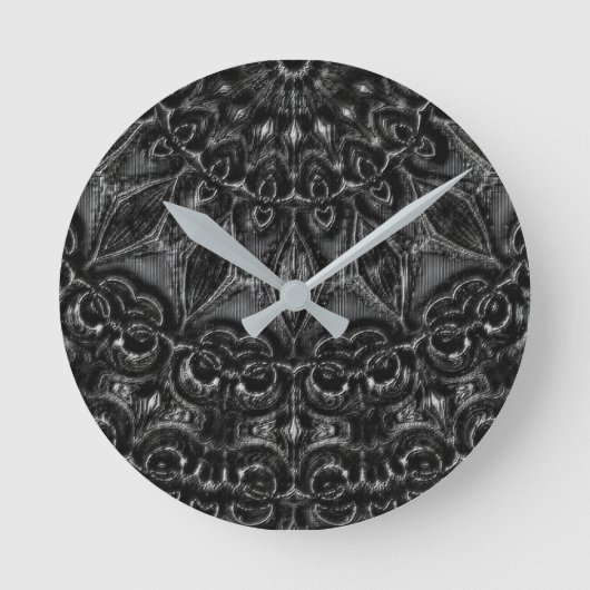 Charcoal Mandala Runde Wanduhr (Vorderseite)