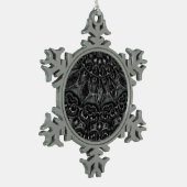 Charcoal Mandala Schneeflocken Zinn-Ornament (Links)