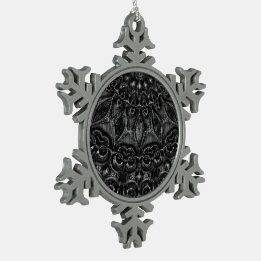 Charcoal Mandala Schneeflocken Zinn-Ornament (Links)