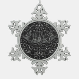 Charcoal Mandala Schneeflocken Zinn-Ornament