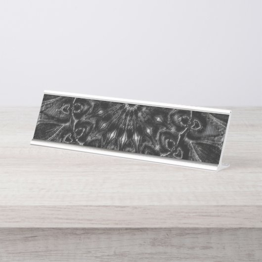 Charcoal Mandala Schreibtischnamensplakette (Vorderseite )