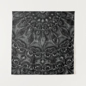 Charcoal Mandala Tapestry Wandteppich (Vorderseite)